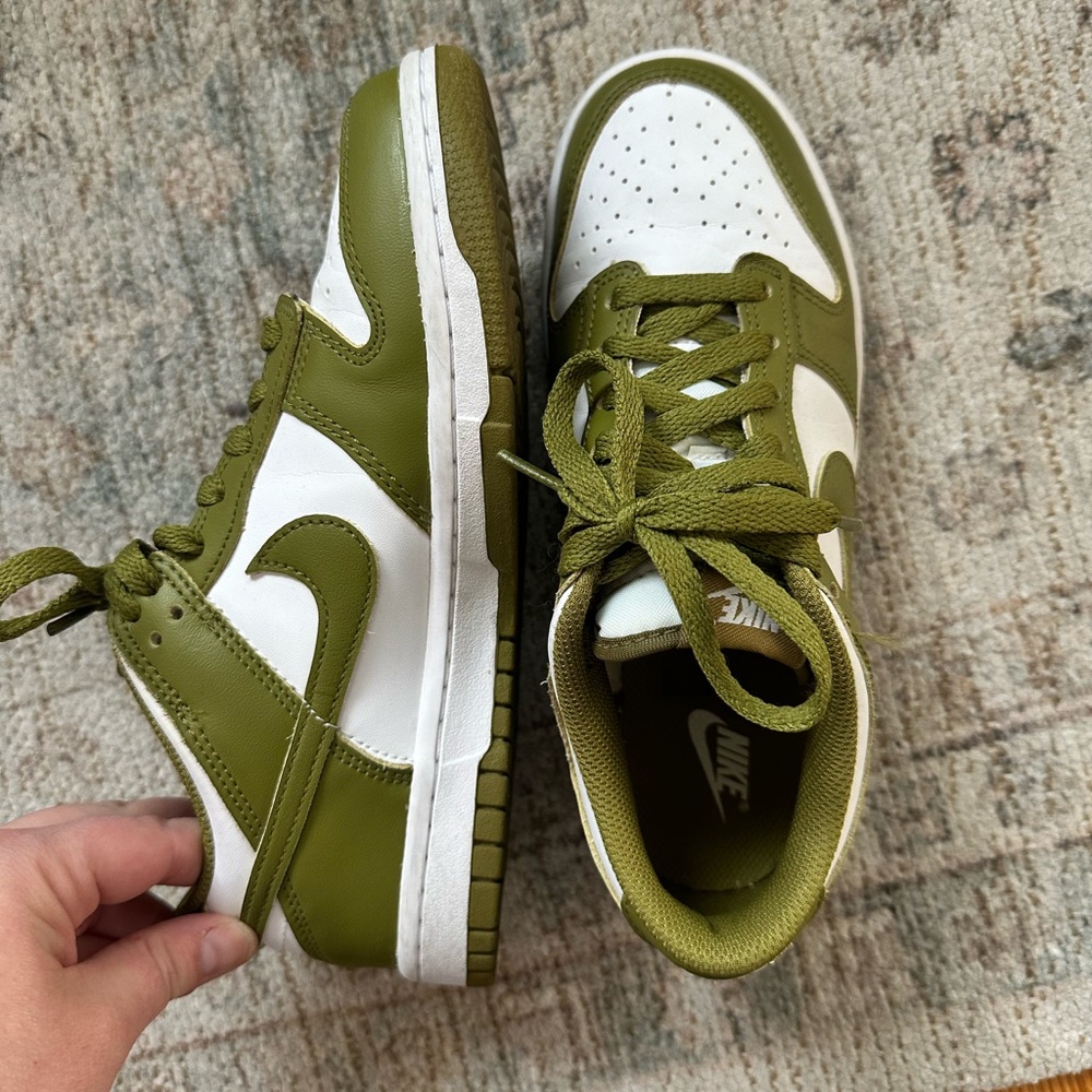 Nike Kids Olive Green and White Sneakers